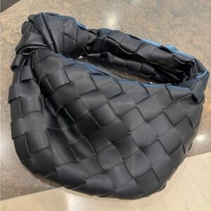 Black Woven Leather Bag